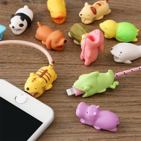 Mignon écouteur câble morsure animaux protecteur pour Iphone cordon de charge USB câble enrouleur organisateur copains dessin animé téléphone accessoire ► Photo 1/1