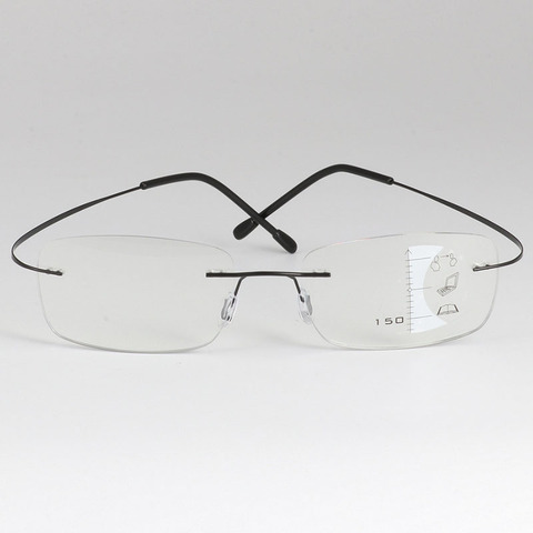 Lunettes sans cadre, monture sans bord, multi-focus, verre de lecture progressive pour femmes et hommes, presbytes, loupe de lunettes pour vieil homme ► Photo 1/6