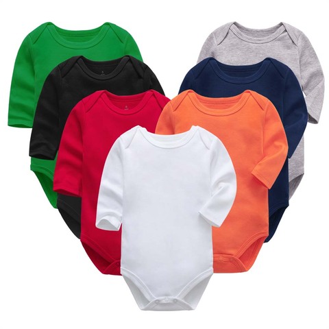 Body à manches longues pour nouveau-né, 100% coton, vêtements pour bébé fille et garçon de 0 à 24 mois, couleur unie, collection automne et hiver ► Photo 1/6