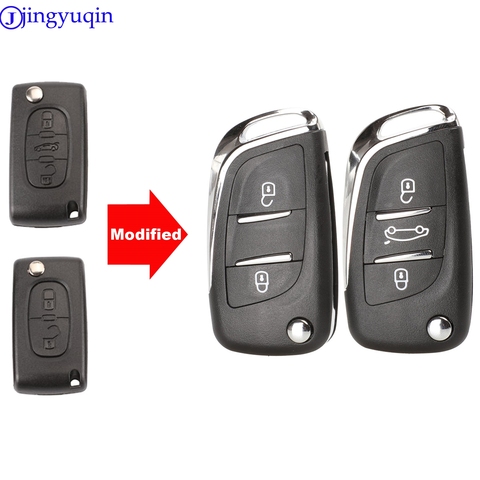 Jingyuqin-coque de clé pliable, pliable (CE0523), pour voiture Peugeot 306, 407, 807, Partner, coque Fob pour entrée lame VA2/HU83, pour voiture 2/3,, Partner ► Photo 1/6