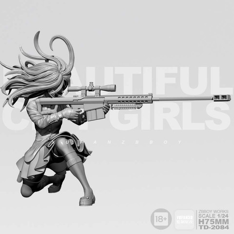 Kits en résine pour fille, modèle de sniper, assemblage autonome, 75mm, 1/24, TD-2084 ► Photo 1/5