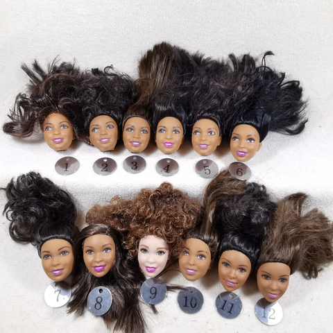 B29-7 Original commerce extérieur afrique beauté 1/6 OOAK nu rarement poupée tête mussée cheveux noirs ou bruns pour bricolage doux PVC tête ► Photo 1/6