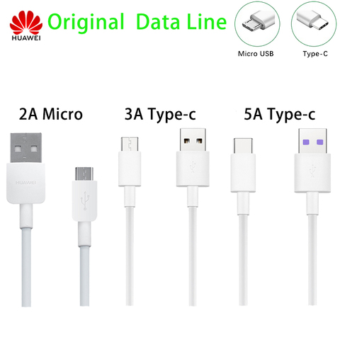 Ligne de données d'origine Huawei Micro type-c USB ligne 2A 3A 5A Charge rapide pour Huawei P7 P8 P9 P10 P20 Lite Honor 6X 7X 8X Max ► Photo 1/5