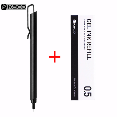 KACOGREEN-stylo à pince en métal, stylo Gel d'encre noir, 0.5MM, nouveau Design pour entreprise de bureau, cadeau + boîte, recharge Kaco ► Photo 1/6