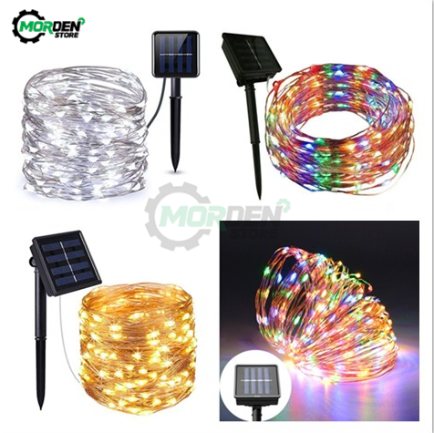 Guirlande lumineuse solaire étanche, Led bandes lumineuses en fil de cuivre, éclairage d'ambiance, sécurité, fêtes de noël, mariage, 100 pieds, LED, 10M ► Photo 1/6