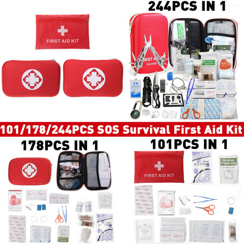 244/178/101 pièces Kit de survie d'urgence Mini famille trousse de premiers soins Sport voyage Kit maison médicale survie traitement sac de sauvetage ► Photo 1/6