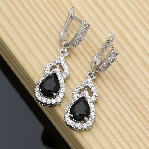 Accessoires de boucles d'oreilles en zircon cubique noir pour femmes ► Photo 1/4