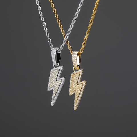 JINAOIce – collier et pendentif lightning, chaîne de Tennis en Zircon cubique, bijoux Hip Hop pour hommes, cadeau ► Photo 1/6