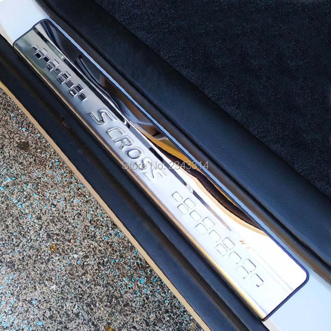 Protection de seuil de porte de voiture en acier inoxydable, plaque de protection de style, accessoire de garniture, pour Suzuki SX4 s-cross SCross 2014 – 2022 ► Photo 1/6