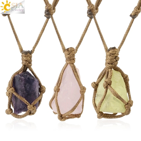 CSJA-collier enroulé en pierre naturelle à Quartz, accessoire de guérison, accessoire ajustable rétro pour femmes et hommes G317 ► Photo 1/6