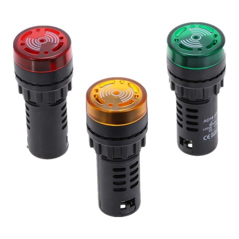 Interrupteur de bip actif pour indicateur de bip, lumière Flash rouge vert jaune, 22mm, dc 12v, dc 24v, ac 110v, ac 220v, LED ► Photo 1/6