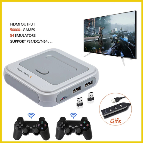 Rétro Mini TV/Console de jeu vidéo pour PS1/N64/DC intégré 50 émulateurs avec 41000 jeux prennent en charge HDMI avec manette sans fil ► Photo 1/6