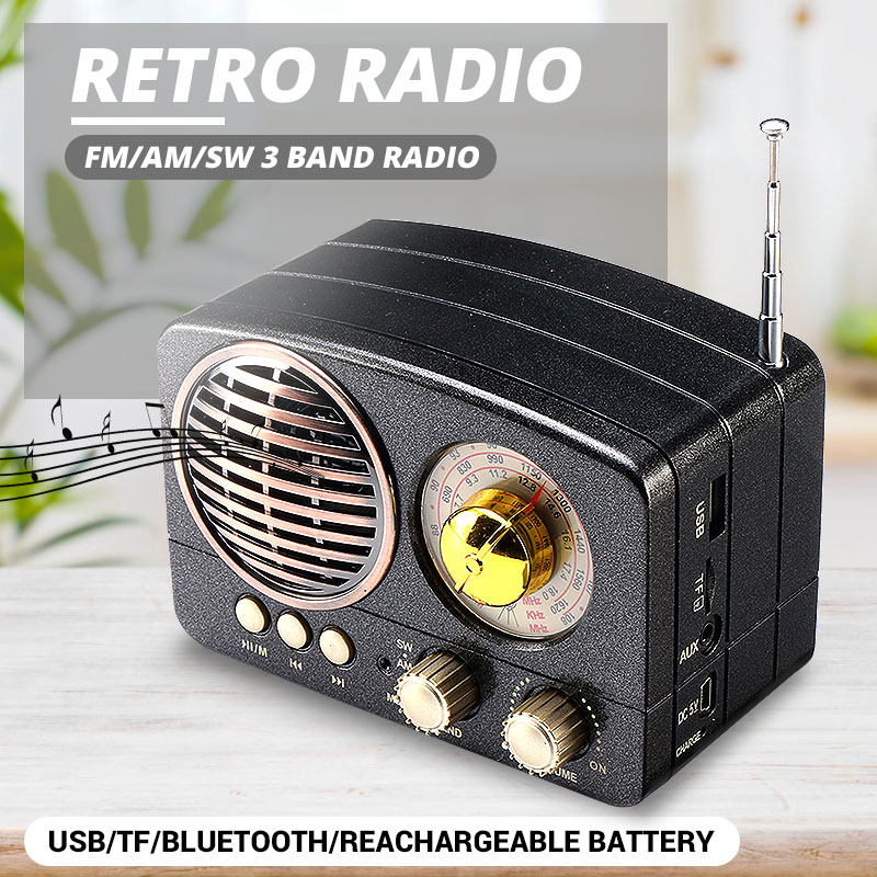 MIni récepteur portatif de Radio rétro AM FM SW + haut-parleur bluetooth AUX USB TF MP3 téléphone lecteur de musique Radio Rechargeable ► Photo 1/6