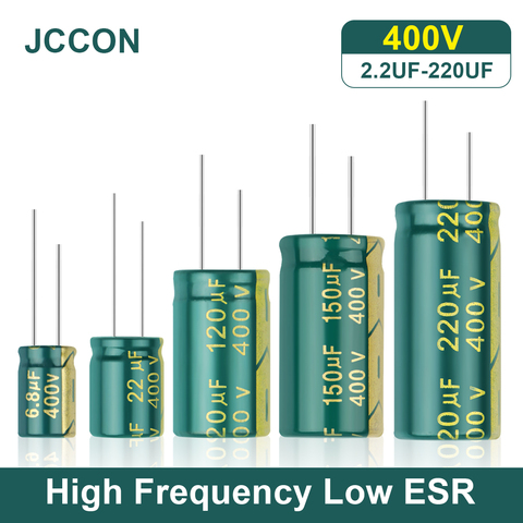 Condensateur en aluminium JCCON haute fréquence basse ESR 400V 2.2UF 4.7UF 6.8UF 10UF 15UF 22UF 33UF 47UF 68UF résistance supercondensateur ► Photo 1/6