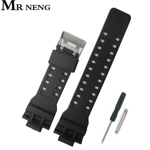 Bracelet de rechange étanche en Silicone pour hommes 16mm, résine bracelet de montre, noir, accessoires pour bracelets de montre pour GA110/100 ► Photo 1/6