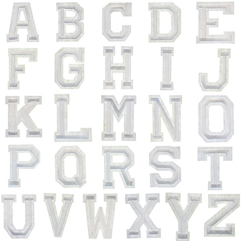 Patch Alphabet anglais blanc pur, 26 patchs à broder décoratif, vêtements, Applique de lettres à broder délicate, DIY bricolage, 1 pièce ► Photo 1/6