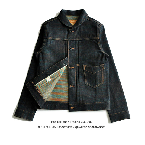 Saucezhan 524XX denim jacket jean jacket men blue motorcycle  jacket Green Colorful denim Work jacket vintage selvedge denim ► Photo 1/6