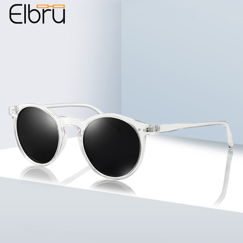 Elbru – lunettes de soleil Vintage pour femmes, monture transparente polarisée colorée, verres clairs, lunettes de soleil classiques pour hommes ► Photo 1/6
