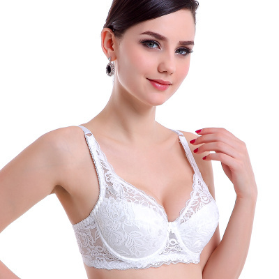 Soutien-gorge en dentelle blanc solide et Sexy, bonnet complet, ajustable, push up, lingerie, sous-vêtements pour femmes 34 36 38 40 42 44 46 b c d cup, C3306 ► Photo 1/6