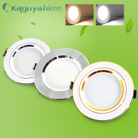 = (K) = LED Downlight AC 220V 18W 15W 12W 9W 5W 3W rond lampe encastrée or argenté lumière LED plafonnier blanc chaud blanc froid ► Photo 1/6