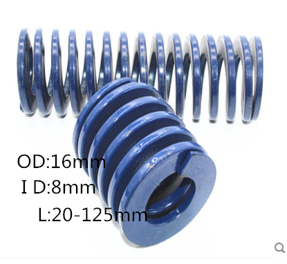 2 pièces bleu léger charge spirale estampage Compression meurent ressort diamètre extérieur 16mm diamètre intérieur 8mm longueur 20-125mm ► Photo 1/3