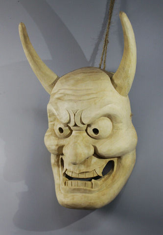 Masque de serpent japonais Noh Hannya en bois sculpté à la main, QH065 - 29*18*10 cm ► Photo 1/4