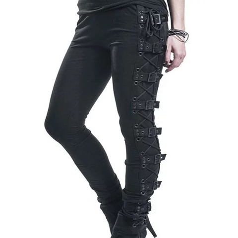 Steampunk – pantalon médiéval pour femmes et filles, style gothique de la Renaissance, Hip Hop, Hippy, taille haute, fente latérale, avec poche, Slim ► Photo 1/6