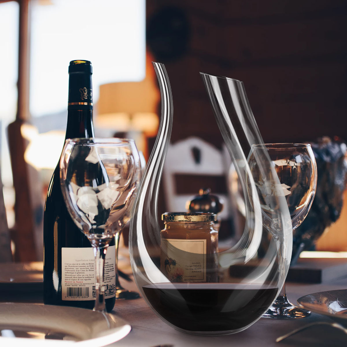 YKPuii grand décanteur de 1500ML | Vin rouge en cristal fait à la main, verres de Champagne, carafe carafe verseuse verseur aérateur pour Bar familial ► Photo 1/6