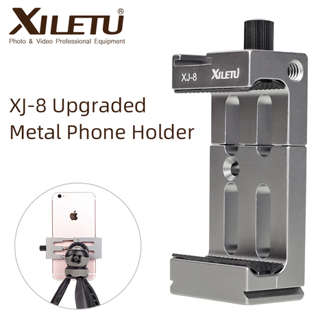 XILETU XJ-8 Tête de Trépied Support Mobile Clip Support De Téléphone Pour Téléphone Poche Microphone Avec Niveau À Bulle Et chaussure froide Monture ► Photo 1/6