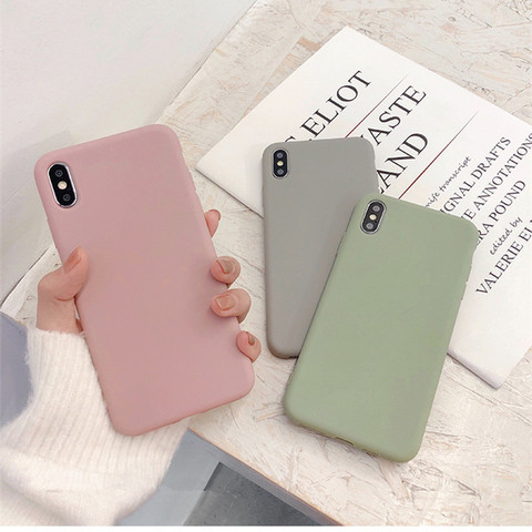 Mignon Mat Couleur Bonbon pour Iphone 11 Cas 11 Pro Max Xs Max Xr Simple Étui En Silicone pour Iphone 7 6s 8 Plus Couverture Souple ► Photo 1/6