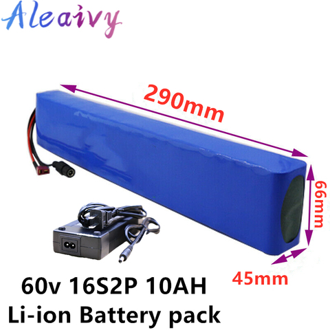 Batterie Lithium-ion 60V, 10ah, 1000W, 67.2V, 10000mAh, pour vélo et moto électrique, avec chargeur ► Photo 1/1