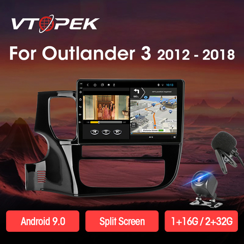 Vtopek 10 pouces 2 + 32G Android 9.0 autoradio Multimidia lecteur vidéo Navigation GPS DSP pour Mitsubishi Outlander 3 2012-2022 2din ► Photo 1/6