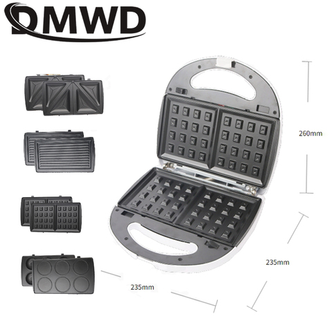 DMWD Multifonction Électrique Oeuf Gaufrier Muffin Pancake Donut Gâteau Aux Noix Machine Fer Plat De Cuisson 4 Plaques Interchangeables UE US ► Photo 1/2