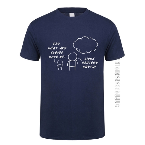 Serveurs Linux principalement nuage t-shirt été hommes O cou coton ordinateur programmeur t-shirt homme drôle T-shirts ► Photo 1/5