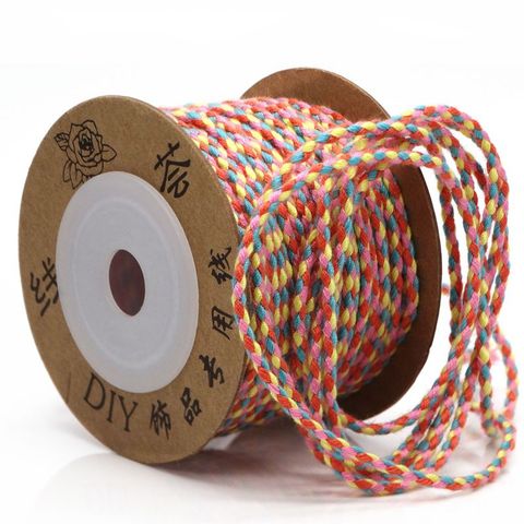 Environ 2.0mm d'épaisseur trois couleurs quatre brins tressé coton fil bracelet à bricoler soi-même cordon élastique cordon poids 42G 20 mètres un rouleau B ► Photo 1/6