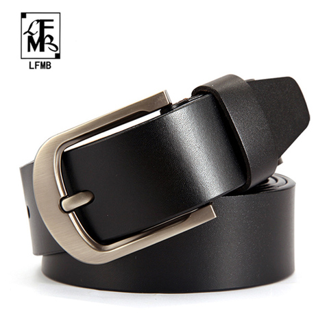 Ceinture en cuir pour hommes, en cuir véritable, de peau de vache ► Photo 1/6