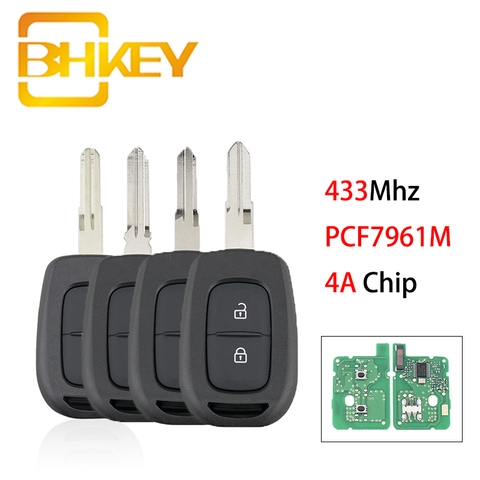 BHKEY PCF7961M 4A puce 2 boutons voiture clé à distance pour Renault Sandero Dacia Logan Lodgy Dokker Duster Trafic Clio4 Master3 clé de voiture ► Photo 1/6