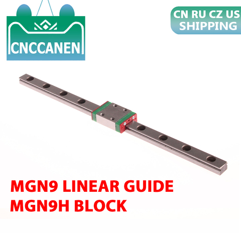 MGN9 Rail linéaire Miniature + bloc de chariot linéaire MGN9H imprimante 3D 100, Guide linéaire 9mm 1000-250mm 300mm 350mm 600mm CNC mm MGN + bloc de chariot linéaire MGN9H ► Photo 1/6