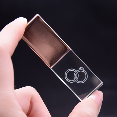 2.0 bâtons Usb en cristal avec Logo personnalisé gravé en 3D, clé Flash, 4 go, 8 go, 16 go, 32 go, 64 go, clé Usb blanche, cadeau en verre Transparent ► Photo 1/6