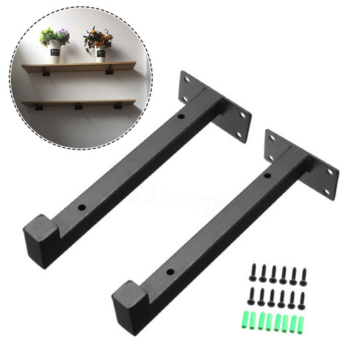 Table de Support murale en fer, Support industriel robuste flottant, étagère 2x L, 20cm/25cm/30cm ► Photo 1/3