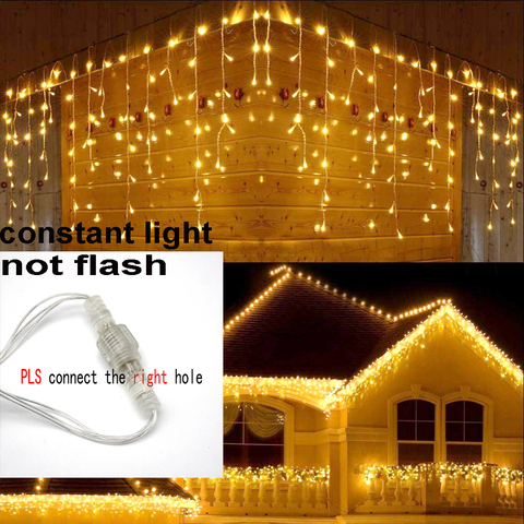 8m-48m guirlande de noël LED rideau glaçon chaîne lumière 220V Droop 0.4-0.6m center commercial avant-toit scène de jardin en plein air fée lumières ► Photo 1/6