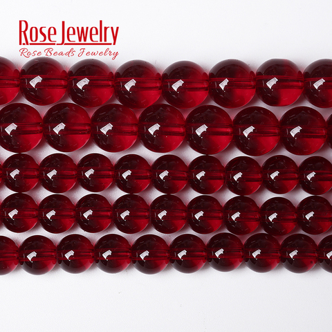 Perles rondes en cristal de verre rouge grenat lisse, 15 pouces, pour la fabrication de bijoux, Bracelet, collier, Diy, 4, 6, 8, 10, 12mm, vente en gros ► Photo 1/1