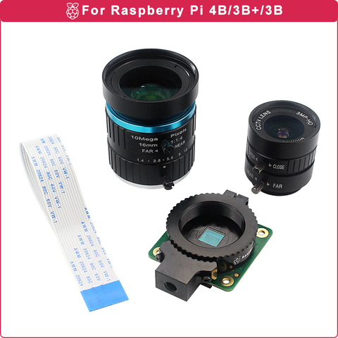 Module caméra framboise Pi 4 HQ Vision nocturne 12.3 mégapixels Sony IMX477 capteur 6mm CS 16mm objectif c-mount pour Raspberry Pi 4/3B + ► Photo 1/6