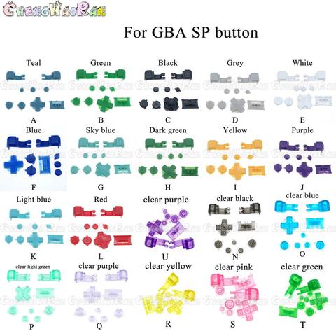 Ensemble complet de boutons en plastique, 21 couleurs, A--S, pour GameBoy Advance SP pour GBA SP A B, sélectionnez Start On Off, boutons L R, kit D pad ► Photo 1/6