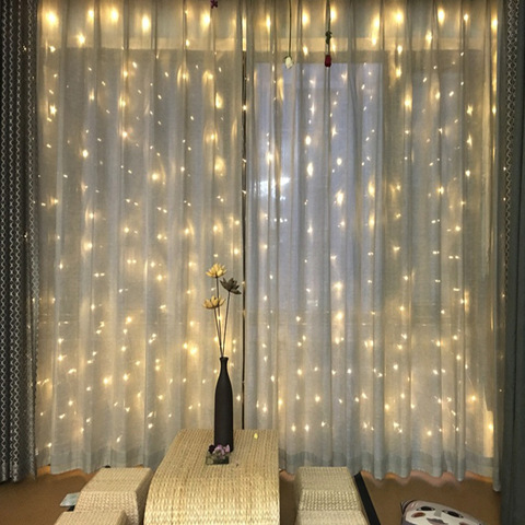 Rideaux lumineux, guirlande lumineuse, décoration féerique pour chambre à coucher, vacances, fête de noël, nouvel an, mariage, LED ► Photo 1/6