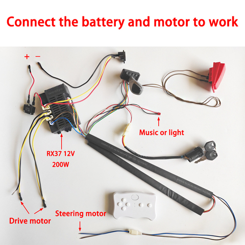 Enfants voiture électrique bricolage modifié fils et kit de commutation, avec 2.4G Bluetooth télécommande auto-fait bébé voiture électrique 12V6V24V ► Photo 1/6