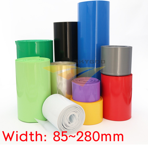 18650 Lipo batterie PVC thermorétractable Tube Pack 85mm ~ 280mm largeur isolé pellicule de Film lithium boîtier câble manchon bleu multicolore ► Photo 1/6