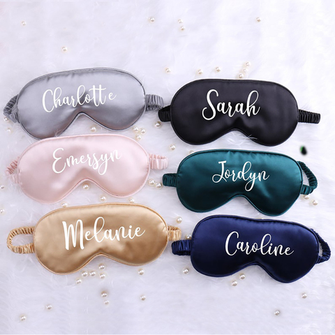 Masque pour les yeux en Satin personnalisé pour dormir masque pour les yeux d'anniversaire cadeau pyjama anniversaire personnalisé monogramme Bachelorette faveur ► Photo 1/6