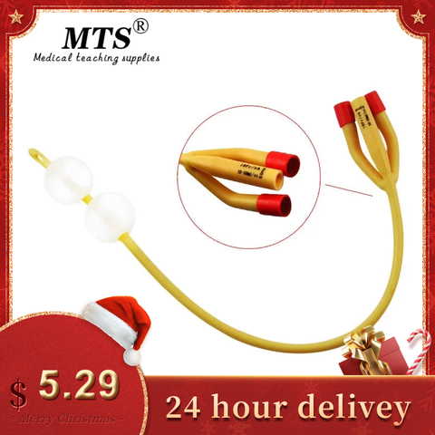 MTS 3 voies double ballon latex foley cathéter médical silicone revêtement cathéter urinaire plusieurs tailles ► Photo 1/6