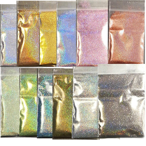 Poussière Pixie (paillettes extra fines): couleur-12 poussière, 5 g paon, poudre de paillettes holographiques 008, 5 grammes ► Photo 1/6